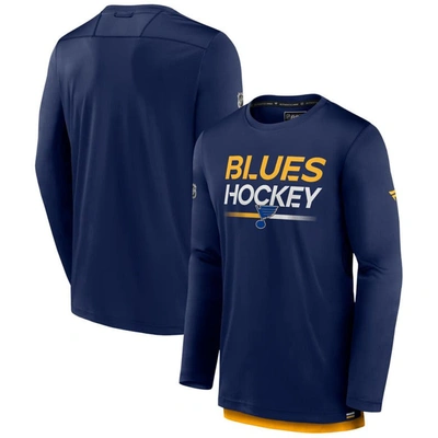 Fanatics Branded  Navy St. Louis Blues Authentic Pro Long Sleeve T-shirt