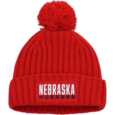 Adidas Originals Adidas Scarlet Nebraska Huskers Modern Ribbed Cuffed Knit Hat With Pom