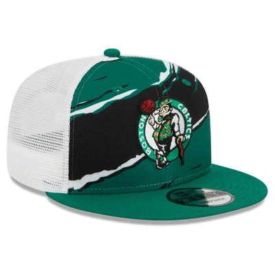 New Era Men's  Kelly Green, White Boston Celtics Tear Trucker 9fifty Snapback Hat In Green/black
