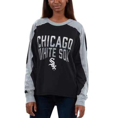 G-iii 4her By Carl Banks Women's  Black, Silver Chicago White Sox Smash Raglan Long Sleeve T-shirt In Black,silver