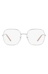 Prada 54mm Rectangle Optical Glasses In Silver