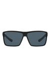 Costa Del Mar 63mm Polarized Oversize Rectangular Sunglasses In Matte Black 2