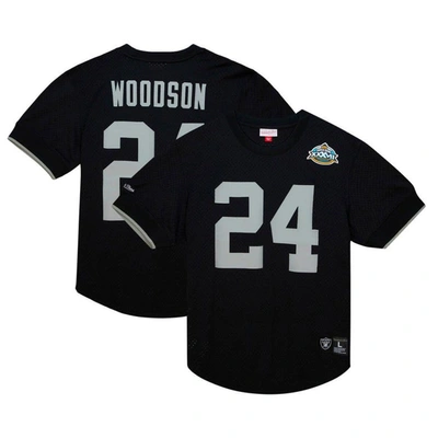 Mitchell & Ness Charles Woodson Black Oakland Raiders Retired Player Name & Number Mesh Top