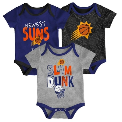 Outerstuff Babies' Infant Purple/black/gray Phoenix Suns Slam Dunk 3-piece Bodysuit Set