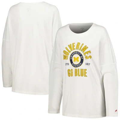 League Collegiate Wear White Michigan Wolverines Clothesline Oversized Long Sleeve T-shirt