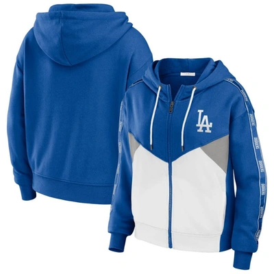 Wear By Erin Andrews Women's  Royal, White Los Angeles Dodgers Plus Size Color Block Full-zip Hoodie In Royal,white