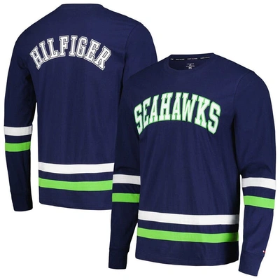 Tommy Hilfiger College Navy/neon Green Seattle Seahawks Nolan Long Sleeve T-shirt