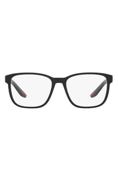 Prada 57mm Pillow Optical Glasses In Rubber Black