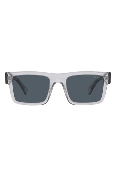 Prada 52mm Rectangular Sunglasses In Shiny Gunmet