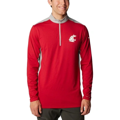 Columbia Men's  Crimson Washington State Cougars Tech Trail Omni-shade Quarter-zip Jacket