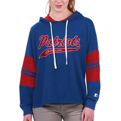 Starter Royal New England Patriots Bump And Run Long Sleeve Hoodie T-shirt