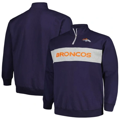 Profile Men's  Navy Denver Broncos Big And Tall Fleece Quarter-zip Jacket