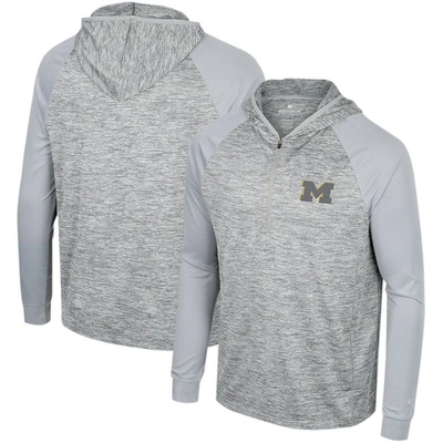 Colosseum Gray Michigan Wolverines Cybernetic Raglan Quarter-zip Hooded Top