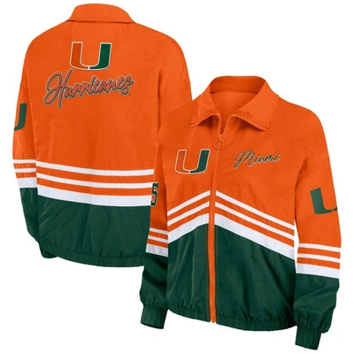 Wear By Erin Andrews Orange Miami Hurricanes Vintage Throwback Windbreaker Full-zip Jacket