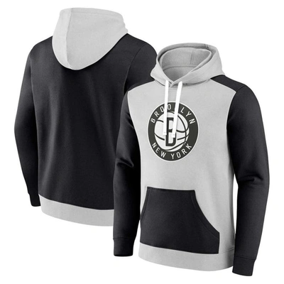 Fanatics Branded Gray/black Brooklyn Nets Arctic Colorblock Pullover Hoodie