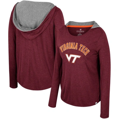 Colosseum Maroon Virginia Tech Hokies Distressed Heather Long Sleeve Hoodie T-shirt