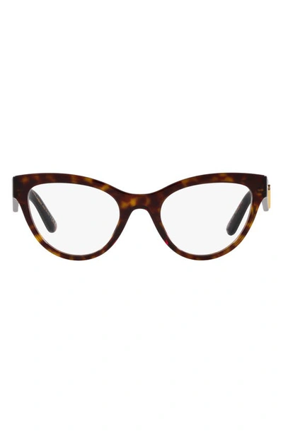 Dolce & Gabbana 52mm Butterfly Optical Glasses In Havana