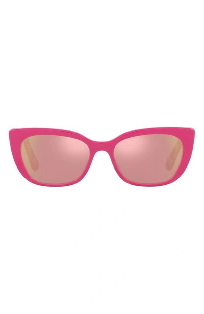 Dolce & Gabbana 49mm Small Mirrored Cat Eye Sunglasses In Rose Gold