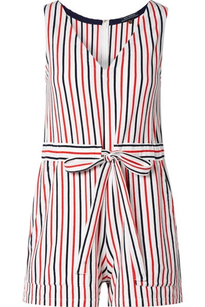 Mds Stripes Amanda Striped Cotton-jersey Playsuit In Red