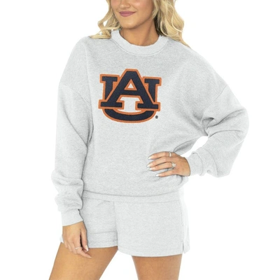 Gameday Couture Women's  Ash Auburn Tigers Team Effort Pullover Sweatshirt And Shorts Sleep Set