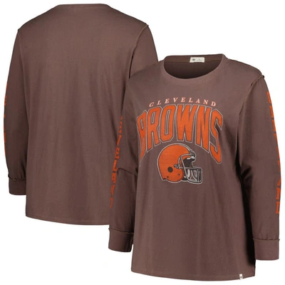 47 ' Brown Cleveland Browns Plus Size Honey Cat Soa Long Sleeve T-shirt