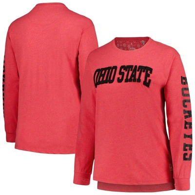 Pressbox Scarlet Ohio State Buckeyes Plus Size 2-hit Canyon Long Sleeve T-shirt