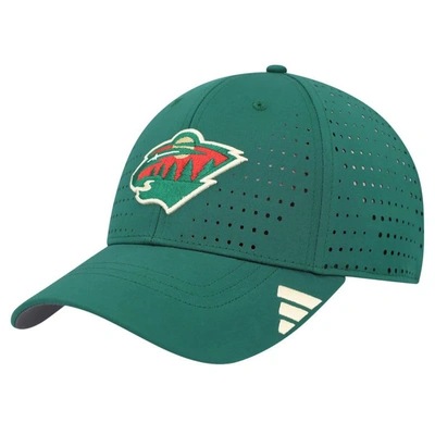 Adidas Originals Adidas Green Minnesota Wild Laser Perforated Aeroready Adjustable Hat