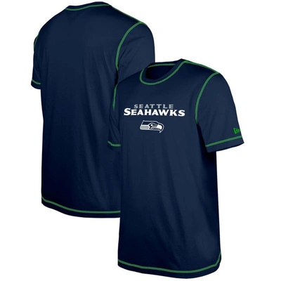 New Era College Navy Seattle Seahawks Third Down Puff Print T-shirt In Blue