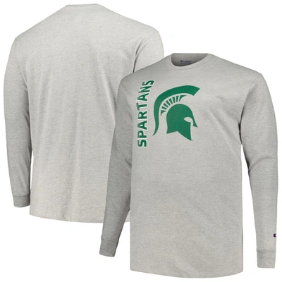 Champion Heather Grey Michigan State Spartans Big & Tall Mascot Long Sleeve T-shirt