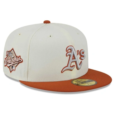 New Era Men's  Cream, Orange Oakland Athletics 59fifty Fitted Hat In Cream,orange