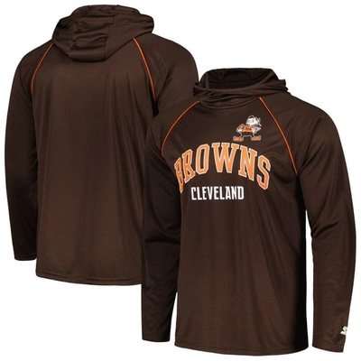 Starter Brown Cleveland Browns Gridiron Classics Throwback Raglan Long Sleeve Hooded T-shirt