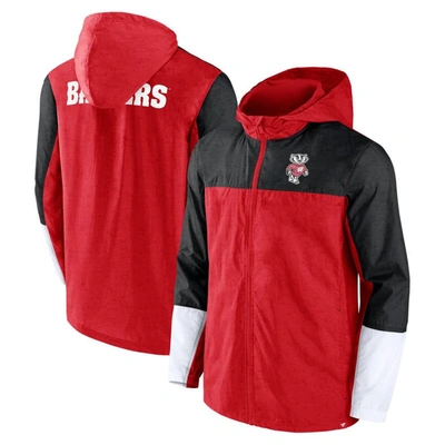 Fanatics Branded Red/black Wisconsin Badgers Game Day Ready Full-zip Jacket In Red,black