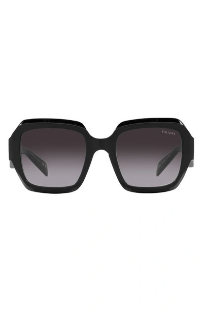 Prada 54mm Rectangular Sunglasses In Black