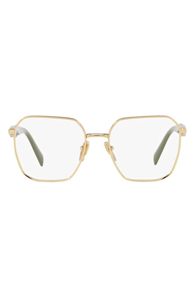 Prada 53mm Square Optical Glasses In Gold