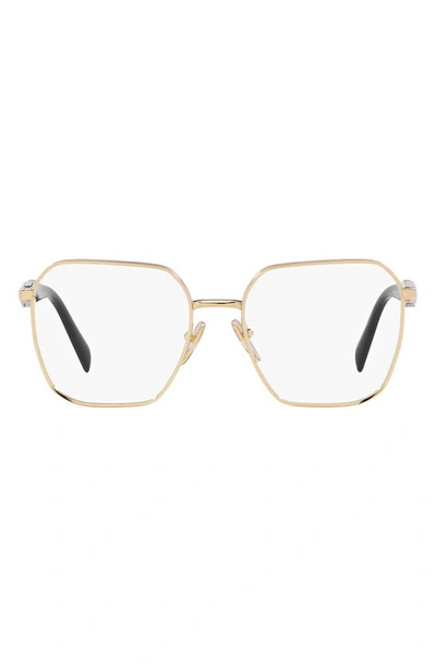 Prada 53mm Square Optical Glasses In Pale Gold