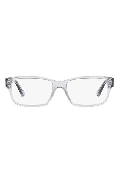 Prada 56mm Rectangular Optical Glasses In Shiny Gunmet