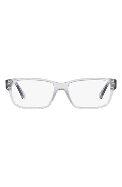 Prada 56mm Rectangular Optical Glasses In Crystal Grey