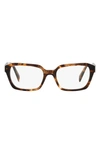 Prada 55mm Square Optical Glasses In Havana