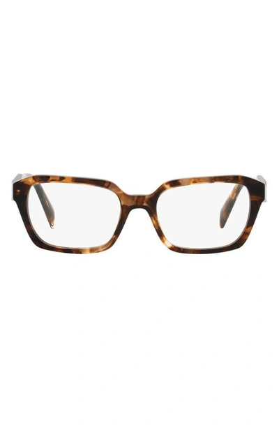 Prada 55mm Square Optical Glasses In Havana