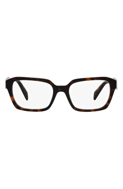 Prada 55mm Square Optical Glasses In Dark Havana