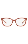 Prada 55mm Rectangular Optical Glasses In Red