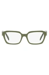 Prada 52mm Square Optical Glasses In Green
