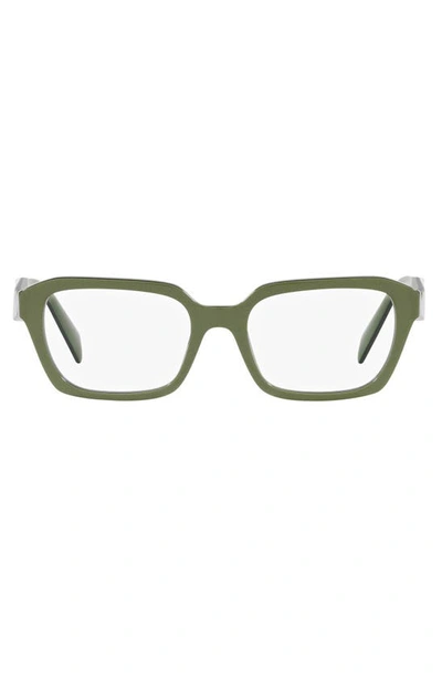 Prada 52mm Square Optical Glasses In Green