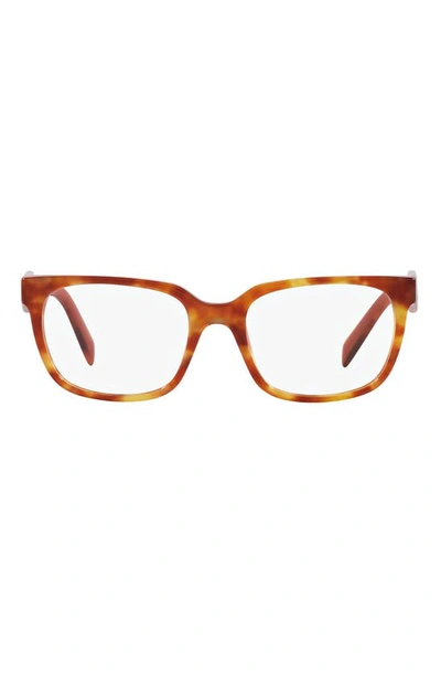 Prada 54mm Rectangular Optical Glasses In Havana Tortoise