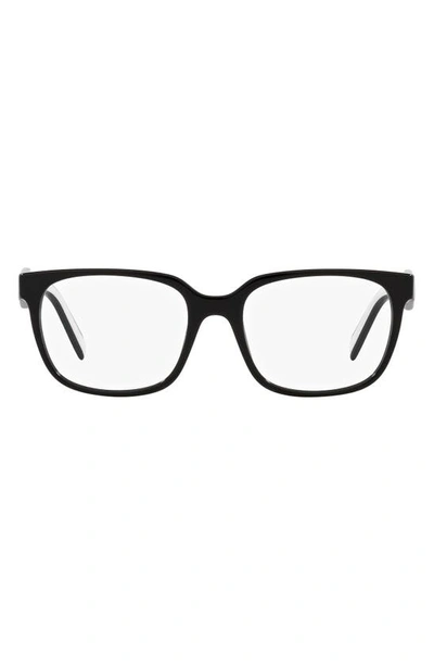 Prada 54mm Rectangular Optical Glasses In Black