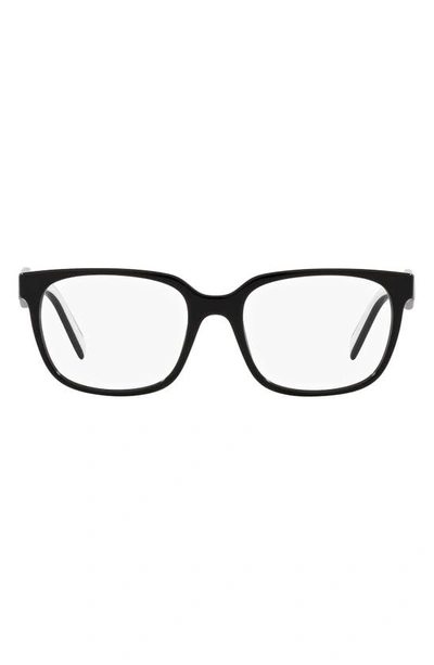 Prada 54mm Rectangular Optical Glasses In 1ab1o1 Black