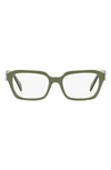 Prada 54mm Rectangular Optical Glasses In Green