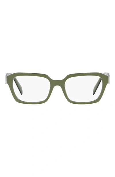 Prada 54mm Rectangular Optical Glasses In Green