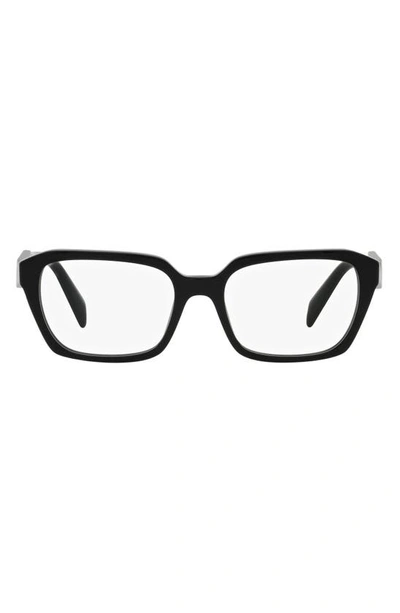 Prada 54mm Rectangular Optical Glasses In Black