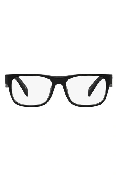 Prada 55mm Square Optical Glasses In Black